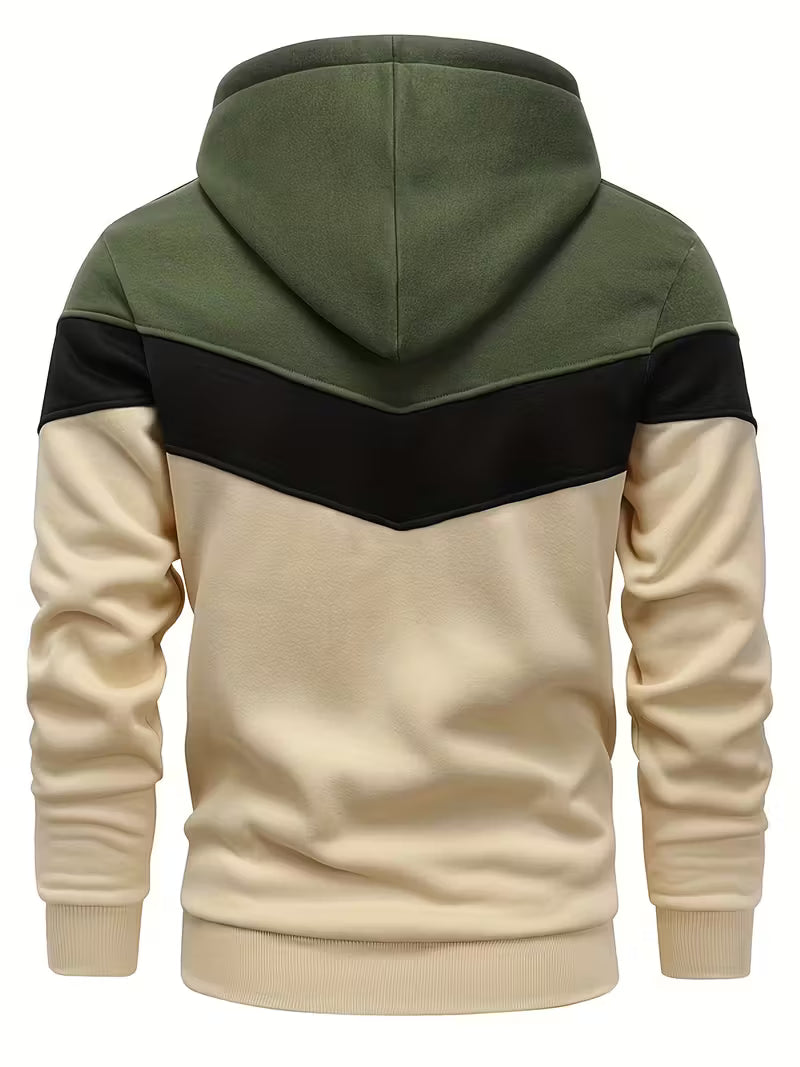 Sprika Men’s Colorblock Hoodie Cozy Winter Sweatshirt