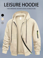 Sprika Men’s Waffle Hooded Zip-Up Sweatshirt