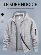 Sprika Men’s Waffle Hooded Zip-Up Sweatshirt