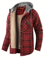 Sprika Men’s Cozy Fleece-Lined Plaid Jacket – Warm Button-Up with Chest Pockets