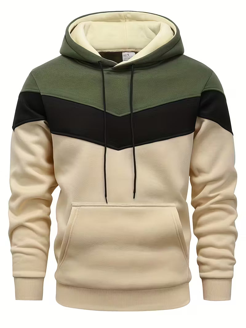 Sprika Men’s Colorblock Hoodie Cozy Winter Sweatshirt