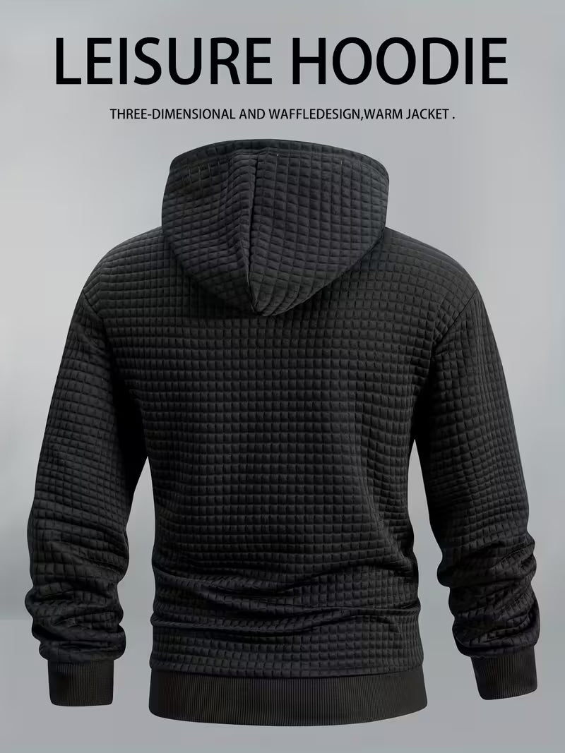 Sprika Men’s Waffle Hooded Zip-Up Sweatshirt