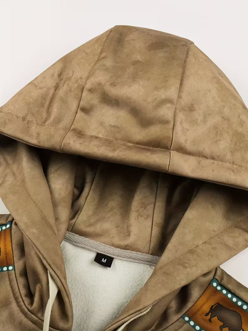 Sprika Men’s Vintage Western Jacket Zipper & Front Pockets