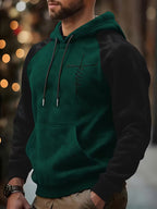 Sprika Men’s Heavyweight Hooded Sweatshirt – Cross Print, Warm & Casual Pullover