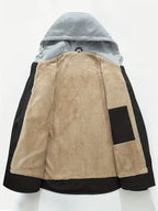 Sprika Men’s Heavy-Duty Windproof Hooded Jacket – Full-Zip Workwear Coat for Outdoor Protection