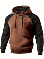 Sprika Men’s Heavyweight Hooded Sweatshirt – Cross Print, Warm & Casual Pullover