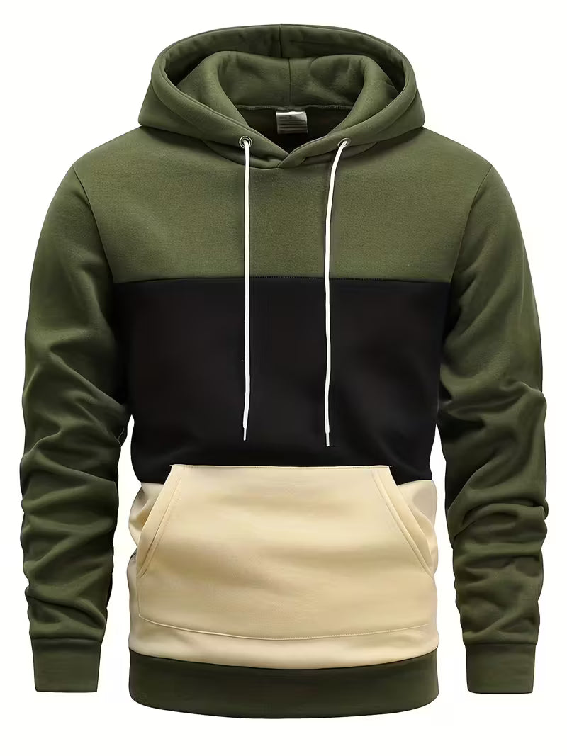 Sprika Men’s Colorblock Hoodie Cozy Winter Sweatshirt