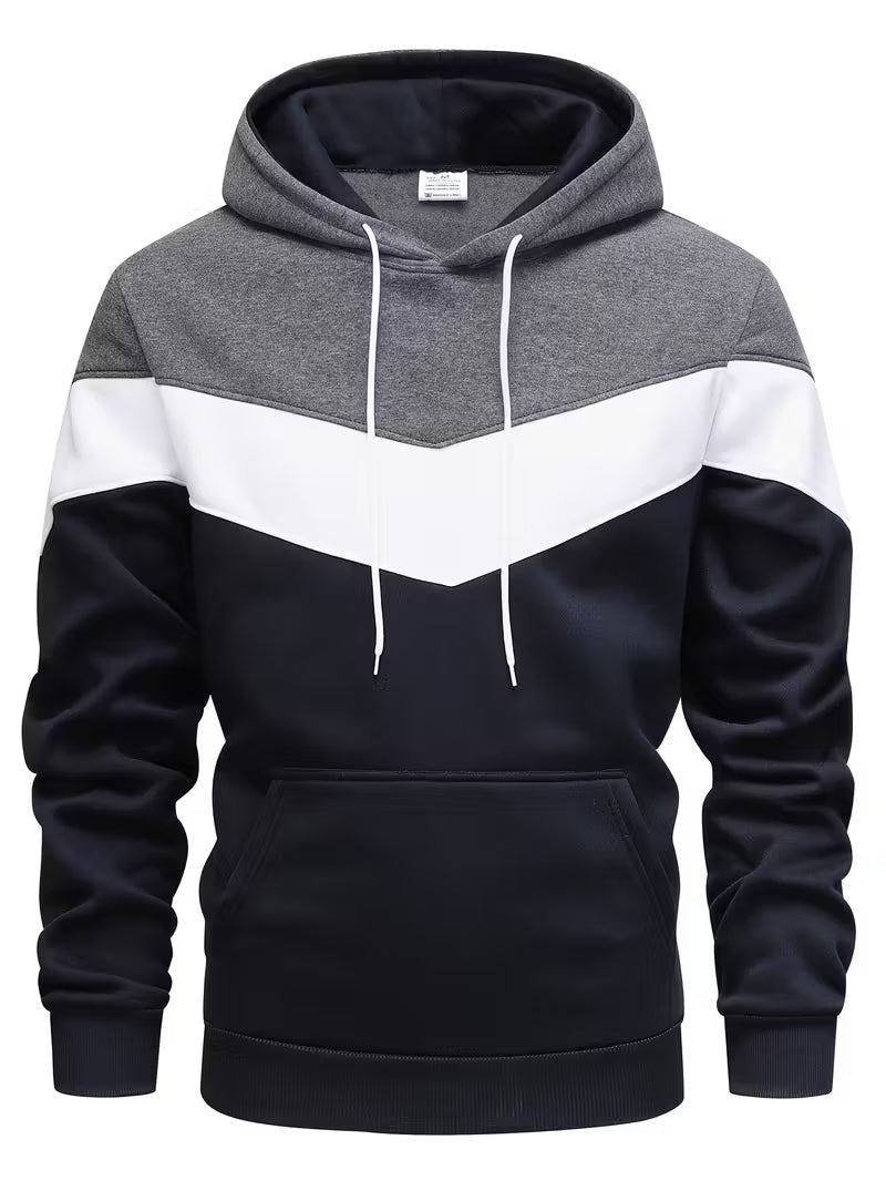 Sprika Men’s Colorblock Hoodie Cozy Winter Sweatshirt