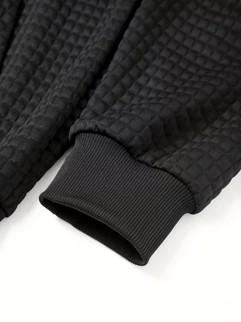 Sprika Men’s Waffle Hooded Zip-Up Sweatshirt