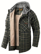 Sprika Men’s Cozy Fleece-Lined Plaid Jacket – Warm Button-Up with Chest Pockets