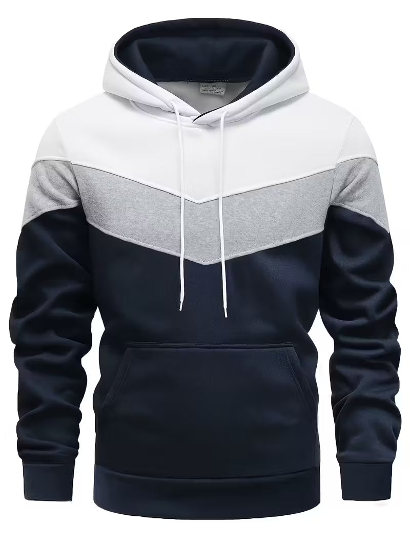 Sprika Men’s Colorblock Hoodie Cozy Winter Sweatshirt
