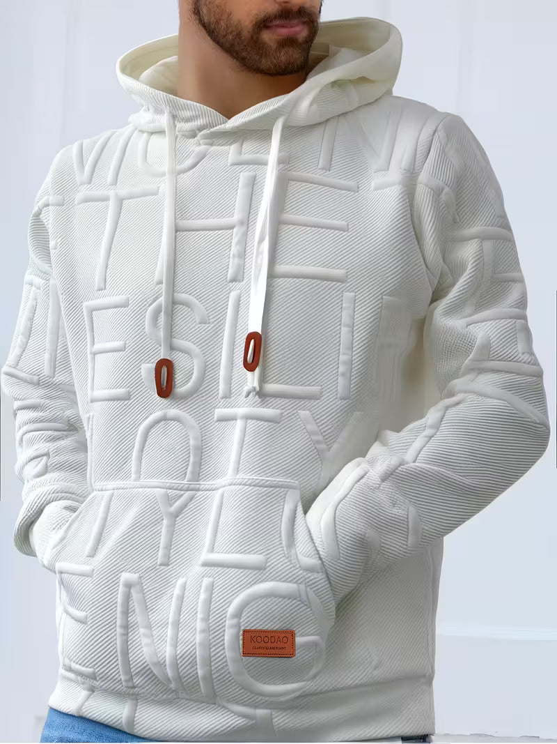 Sprika 3D Textured Hooded Sweatshirt – Casual Pullover with Drawstring Hood