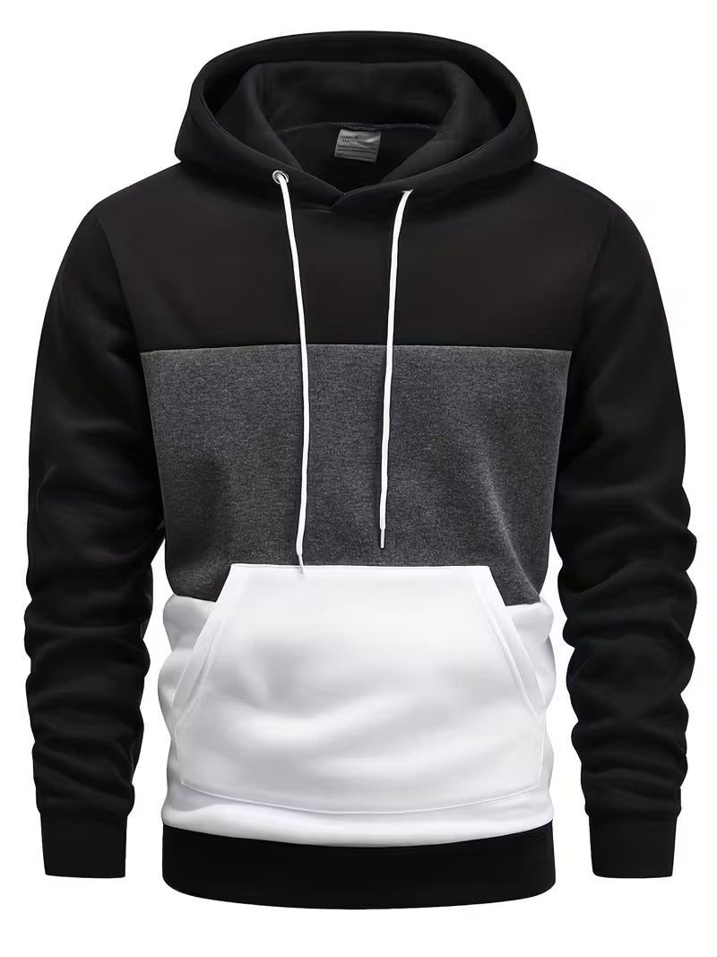 Sprika Men’s Colorblock Hoodie Cozy Winter Sweatshirt